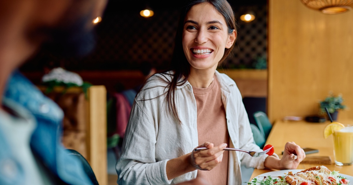 Woman Eating Smiling