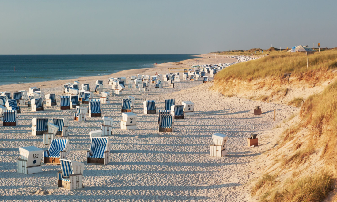 Sunny beach on the island of Sylt in Germany