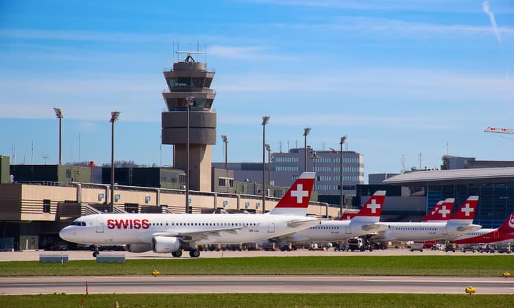 Where did people in Switzerland fly to the most in 2022?
