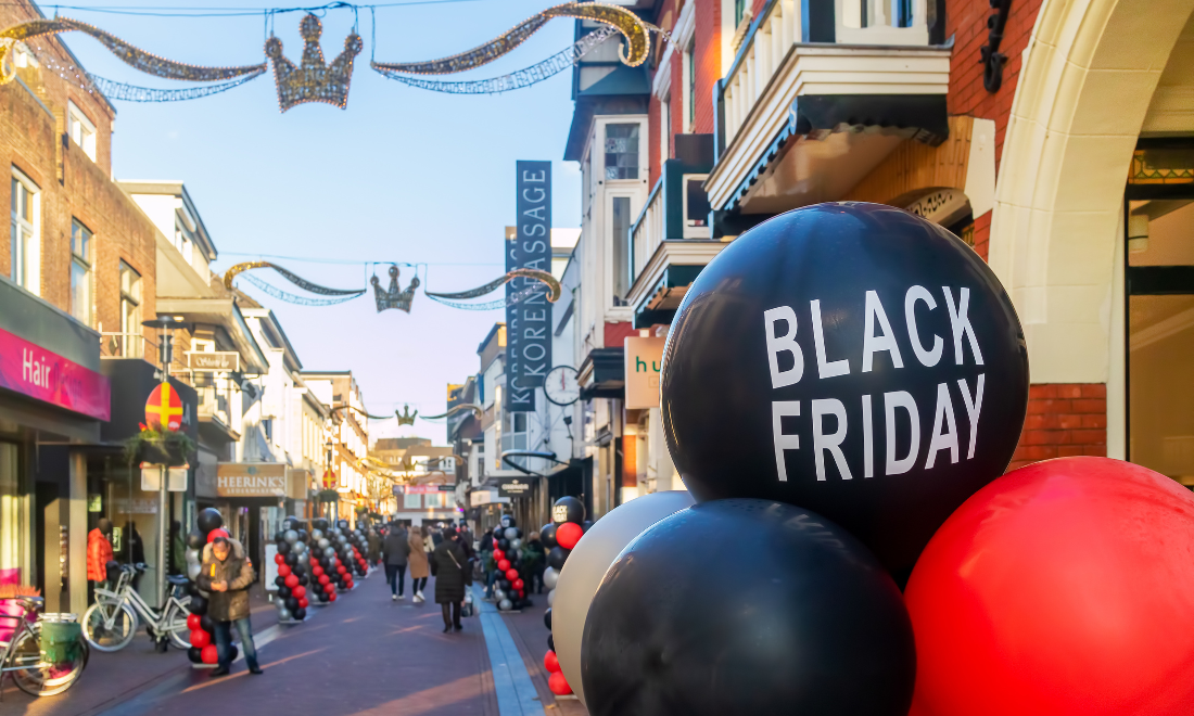 Black Friday on shopping street in Apeldoorn, the Netherlands