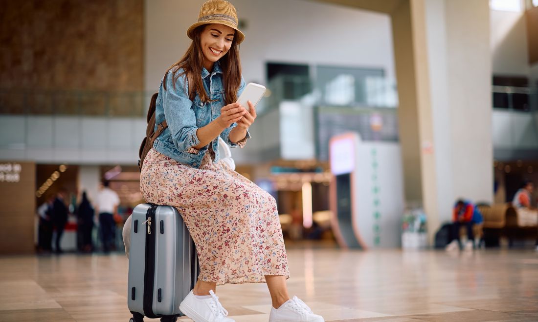 Woman Travel Insurance Phone App