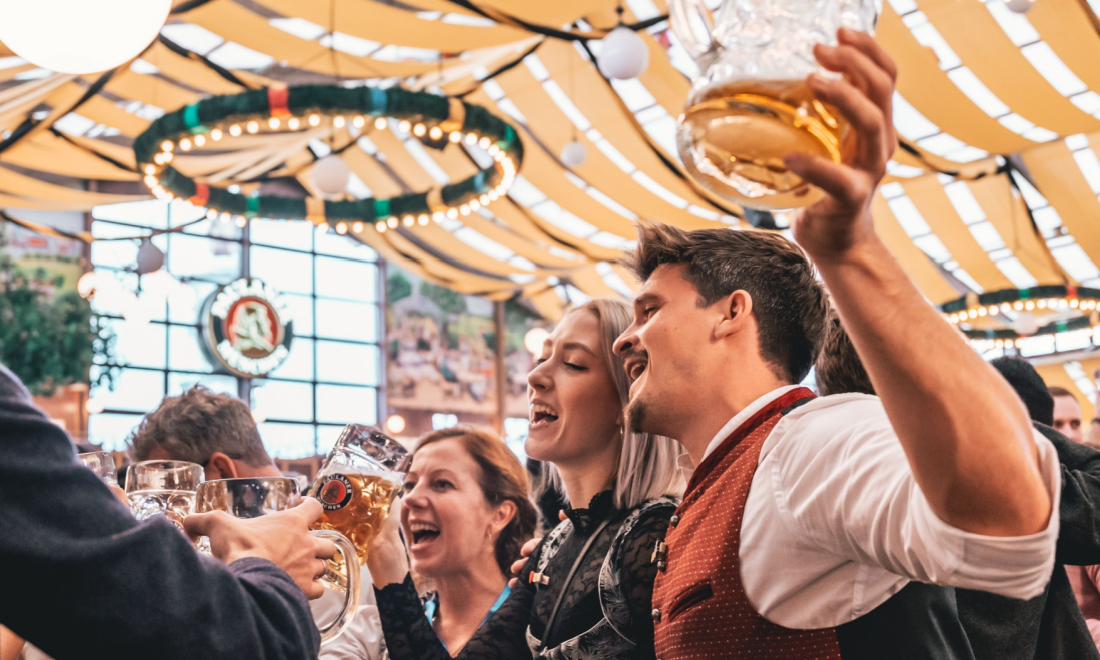 People celebrating Oktoberfest in Germany