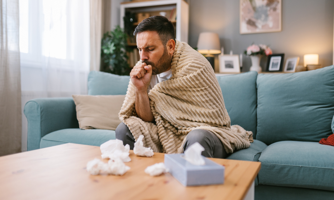 Male worker being sick in the Netherlands