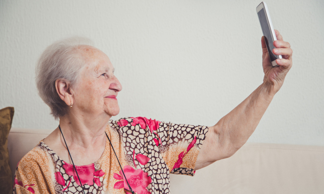 Older woman being scammed on the phone