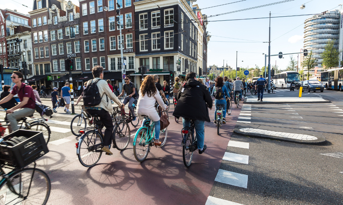 Cycle path during rush hour in Amsterdam