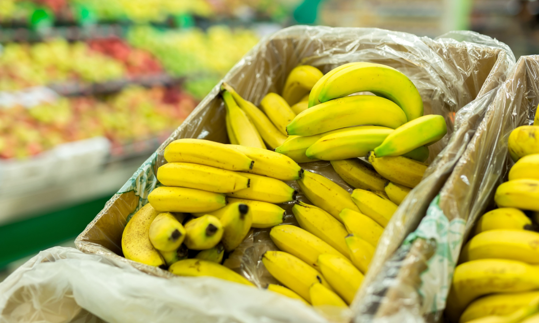 Bananas in boxes in Lidl Germany