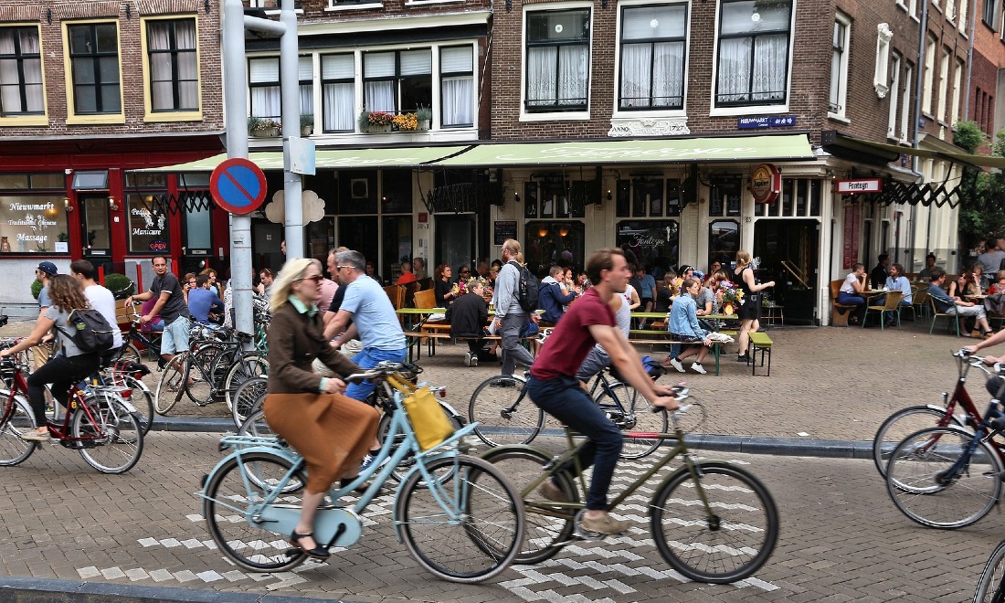 Bikes cyclists Amsterdam