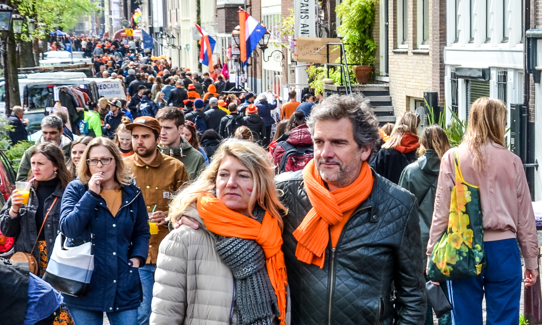 Cold weather in Amsterdam on King's Day