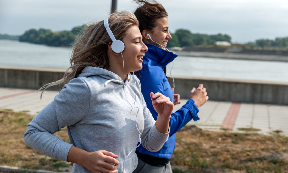 women running together outdoors