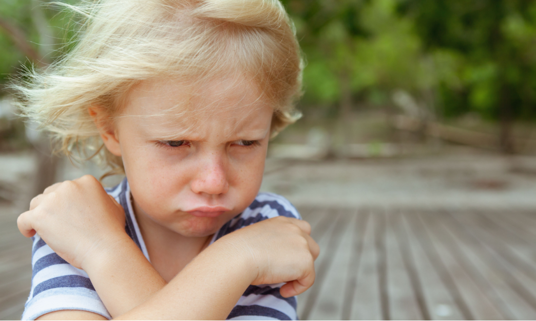A grumpy German child saying Doch