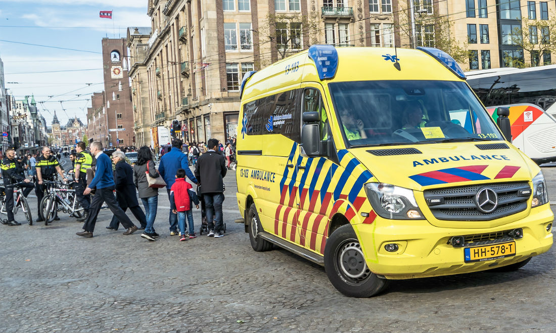 Ambulance in the Netherlands at the scene of an accident 