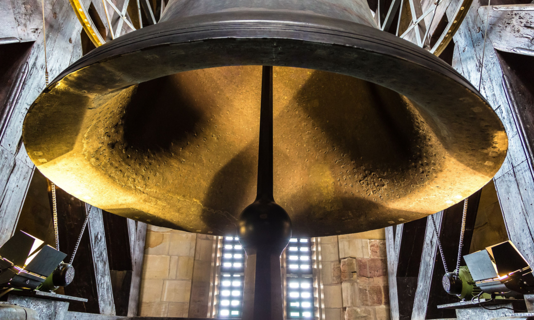 Giant bronze bell in Berlin church