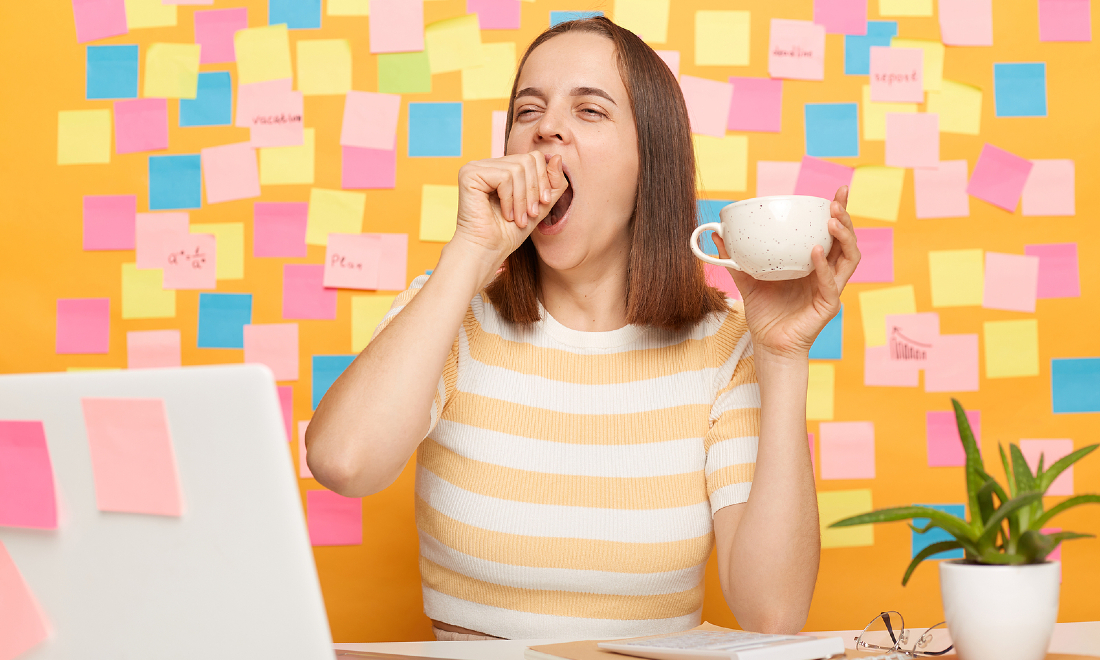 woman bored at work