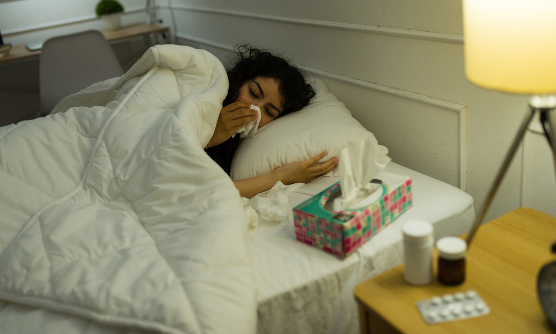 Person sick in bed