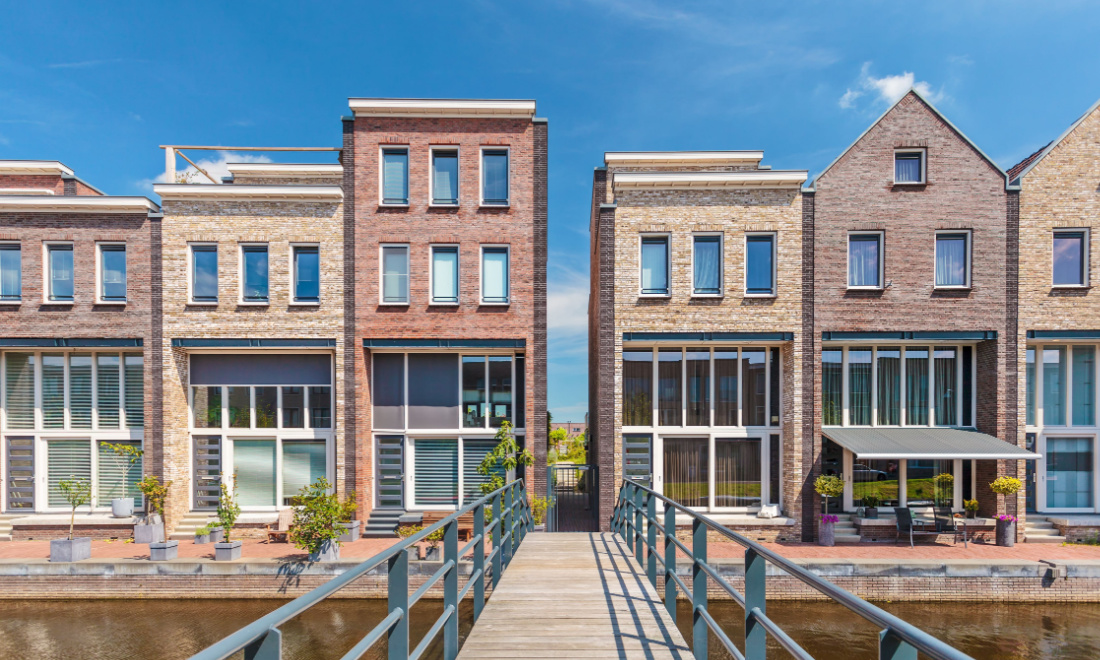 a row of newly-built houses in the netherlands