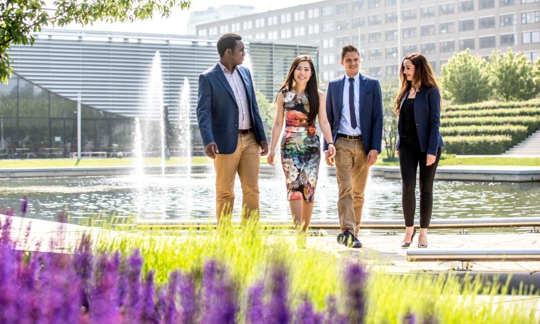 executive MBA students on campus