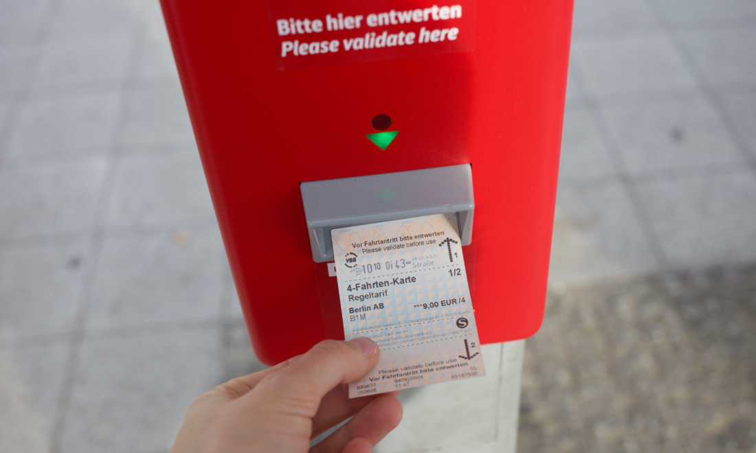 Validating a ticket for German public transport