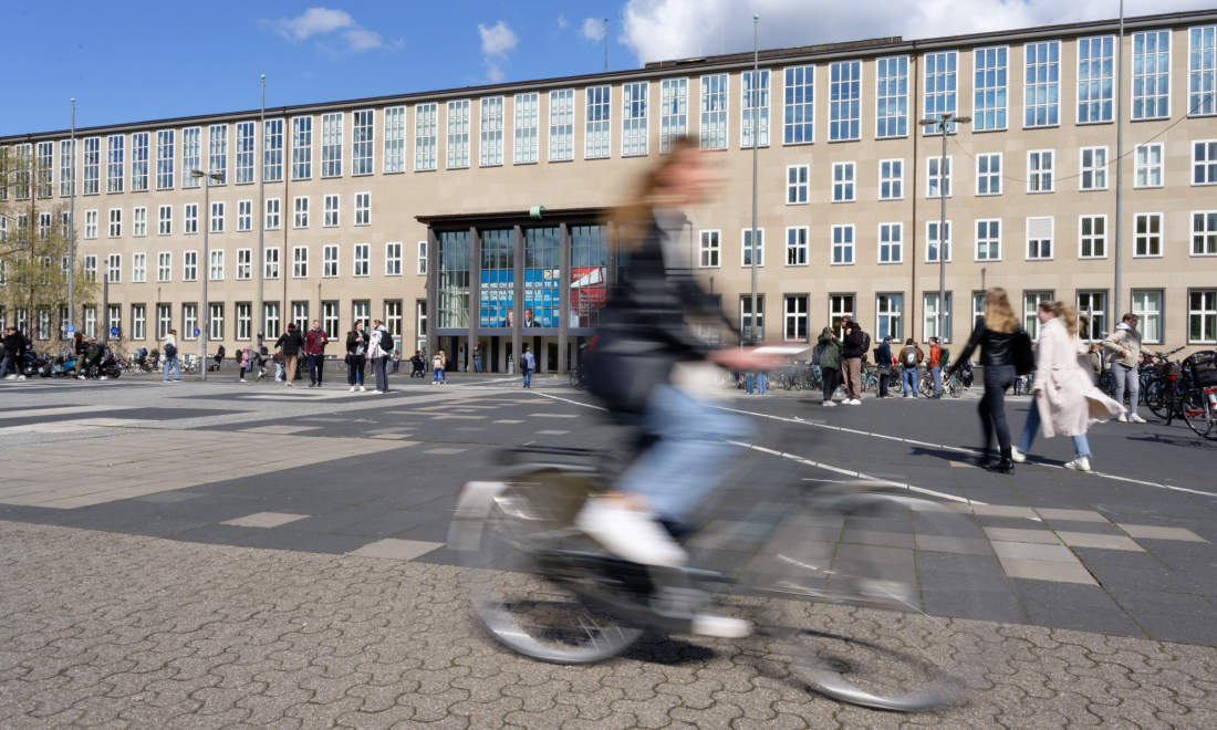 Students outside a German university