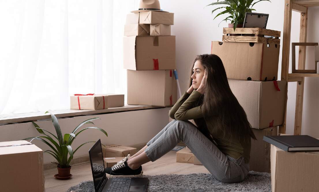 expat woman in a new house